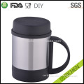eco-frindly customized design reuseable China factory double metal milk cup beverage mug with lid and handle
